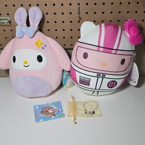 Sanrio Racing Hello Kitty and My Melody Plush Duo - Pink and White